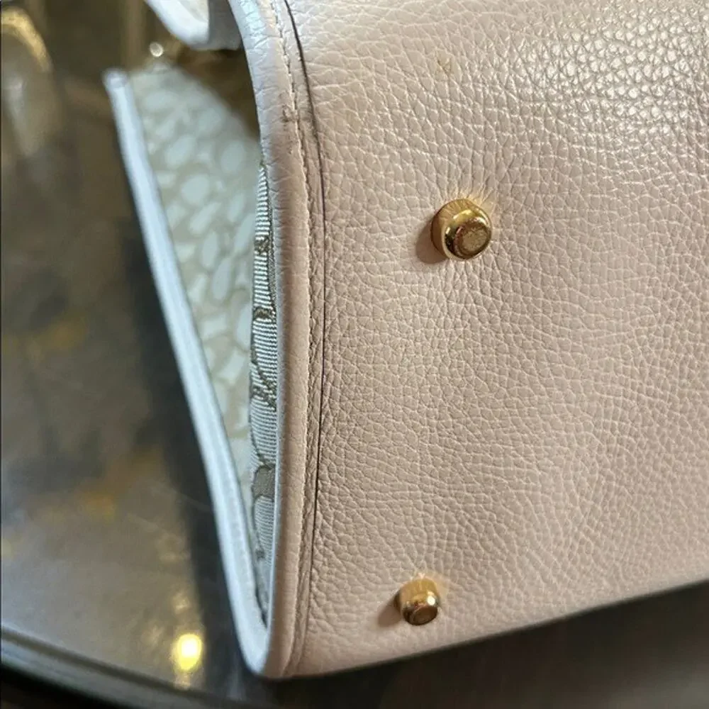 Coach Beige and Pink Signature Tote large with shoulder strap - Picture 5 of 12